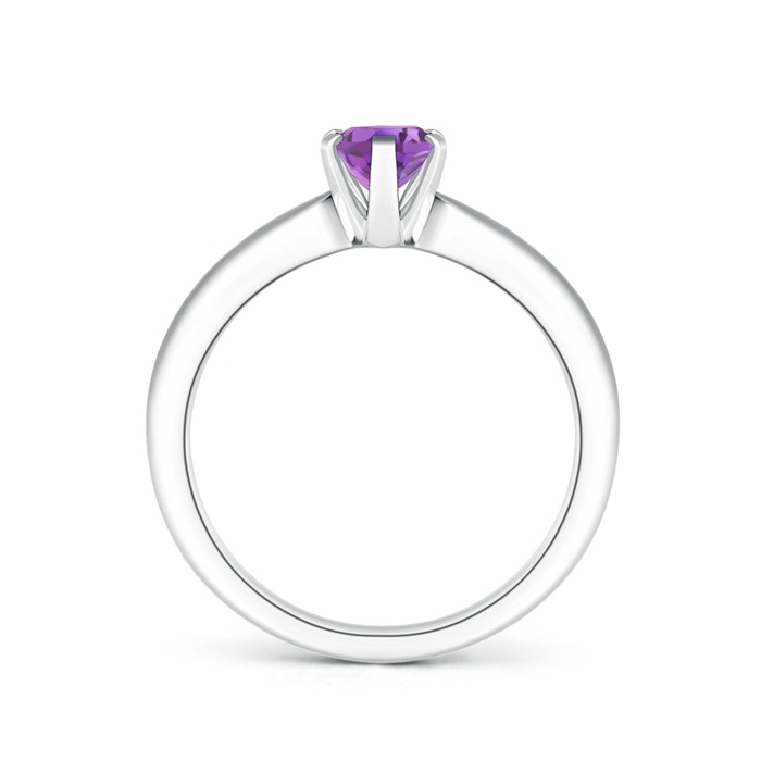 7x5mm A Tapered Shank Oval Solitaire Amethyst Ring in White Gold product image