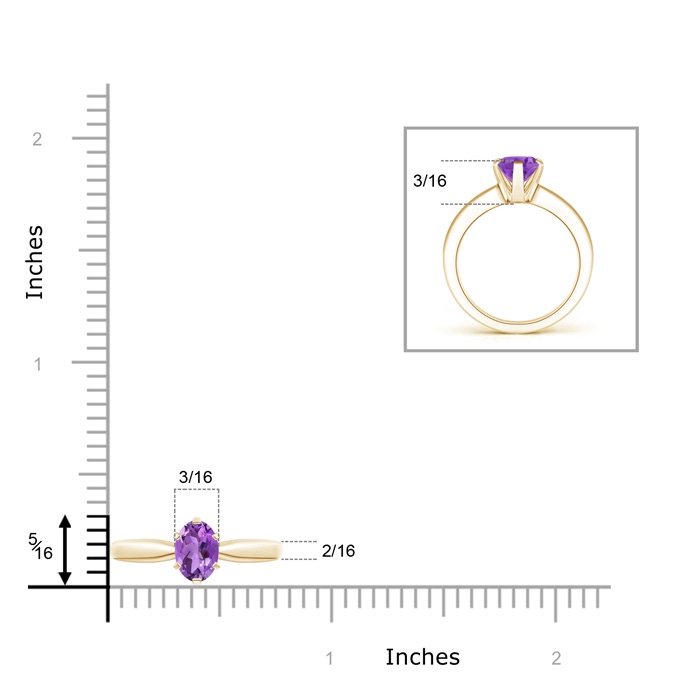 7x5mm AA Tapered Shank Oval Solitaire Amethyst Ring in Yellow Gold product image