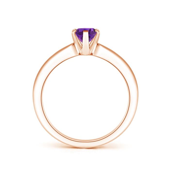 7x5mm AAAA Tapered Shank Oval Solitaire Amethyst Ring in Rose Gold product image