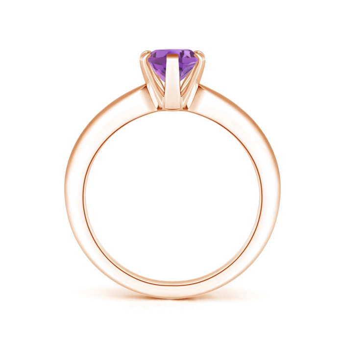 8x6mm A Tapered Shank Oval Solitaire Amethyst Ring in Rose Gold product image