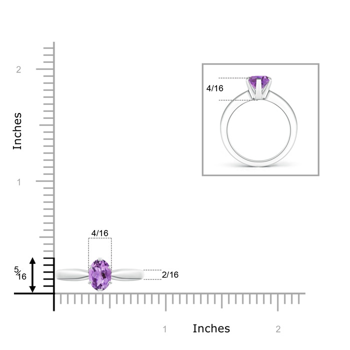 8x6mm A Tapered Shank Oval Solitaire Amethyst Ring in White Gold product image
