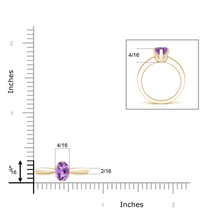 8x6mm A Tapered Shank Oval Solitaire Amethyst Ring in Yellow Gold product image
