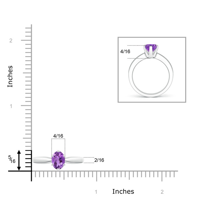 8x6mm AA Tapered Shank Oval Solitaire Amethyst Ring in P950 Platinum product image