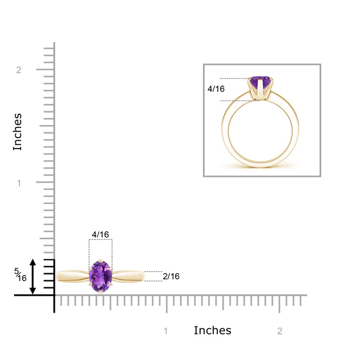 8x6mm AAA Tapered Shank Oval Solitaire Amethyst Ring in Yellow Gold product image