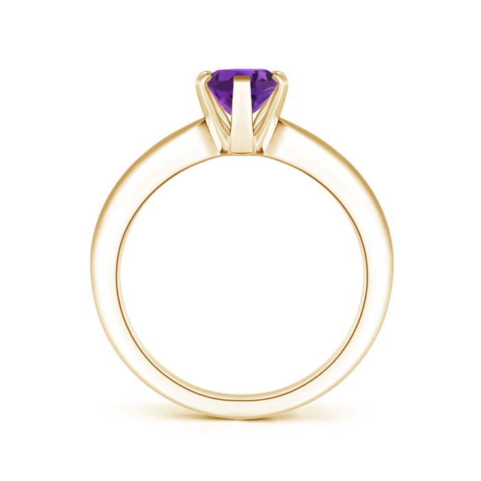 8x6mm AAAA Tapered Shank Oval Solitaire Amethyst Ring in Yellow Gold product image