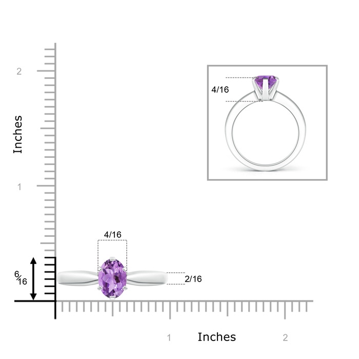 9x7mm A Tapered Shank Oval Solitaire Amethyst Ring in White Gold product image