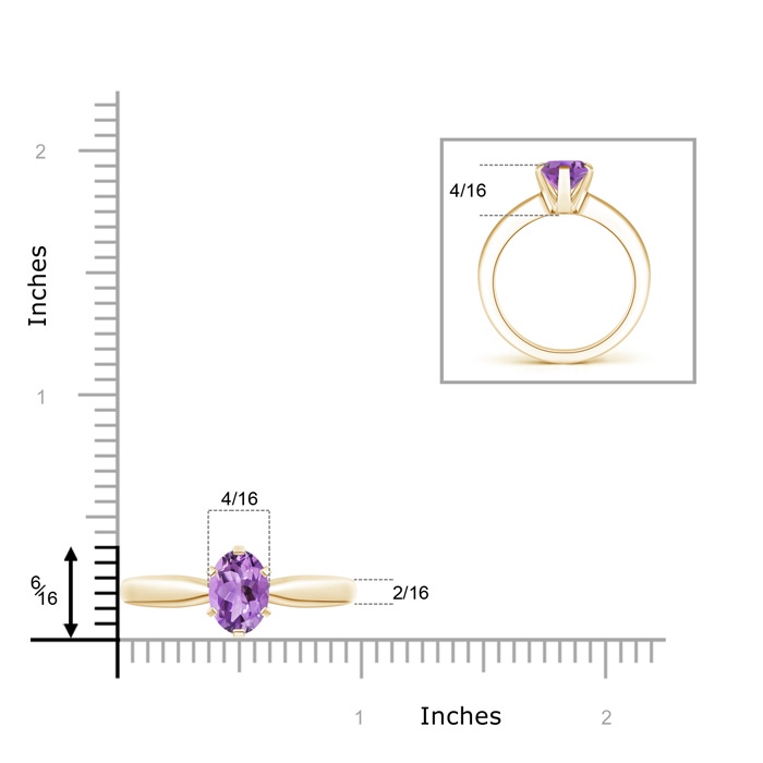 9x7mm A Tapered Shank Oval Solitaire Amethyst Ring in Yellow Gold product image