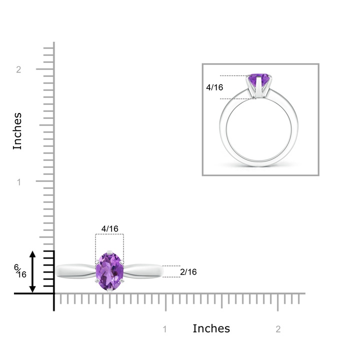 9x7mm AA Tapered Shank Oval Solitaire Amethyst Ring in White Gold product image
