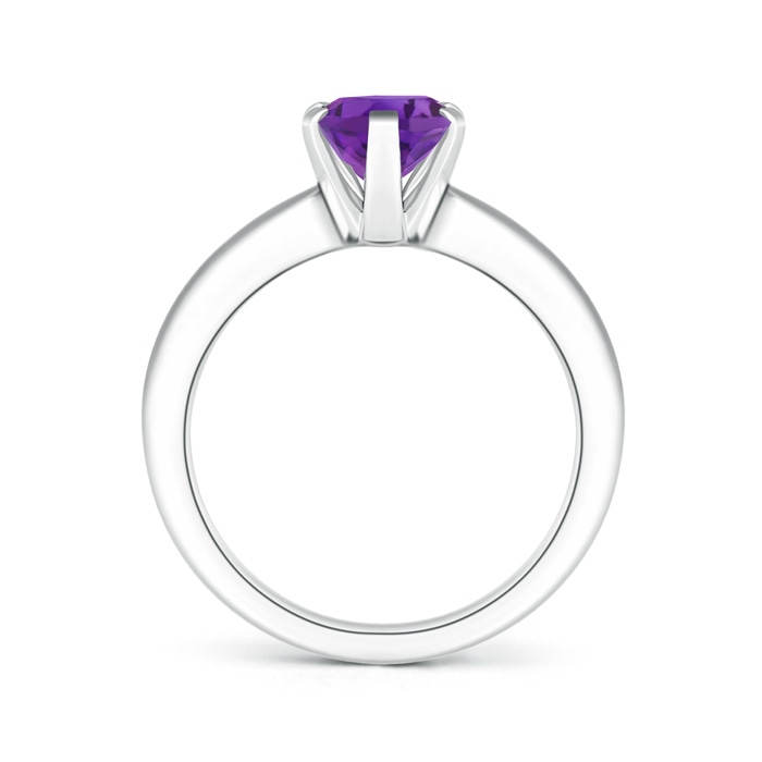 9x7mm AAA Tapered Shank Oval Solitaire Amethyst Ring in White Gold product image
