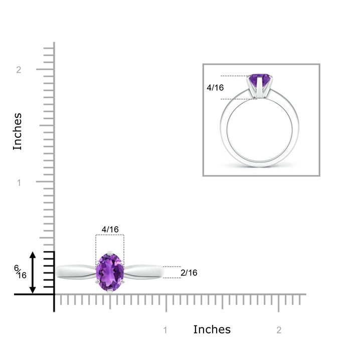 9x7mm AAA Tapered Shank Oval Solitaire Amethyst Ring in White Gold product image