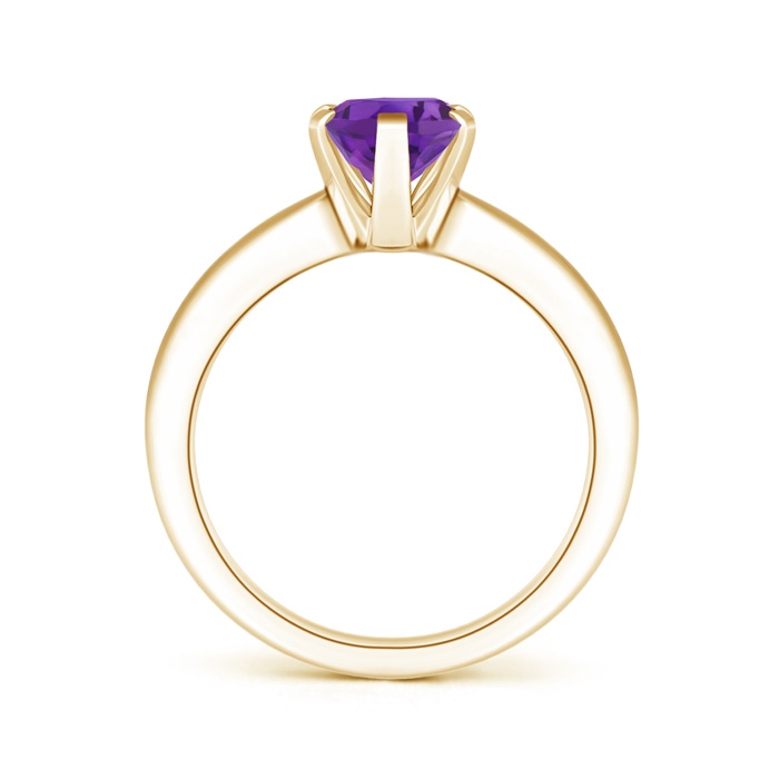 9x7mm AAA Tapered Shank Oval Solitaire Amethyst Ring in Yellow Gold product image