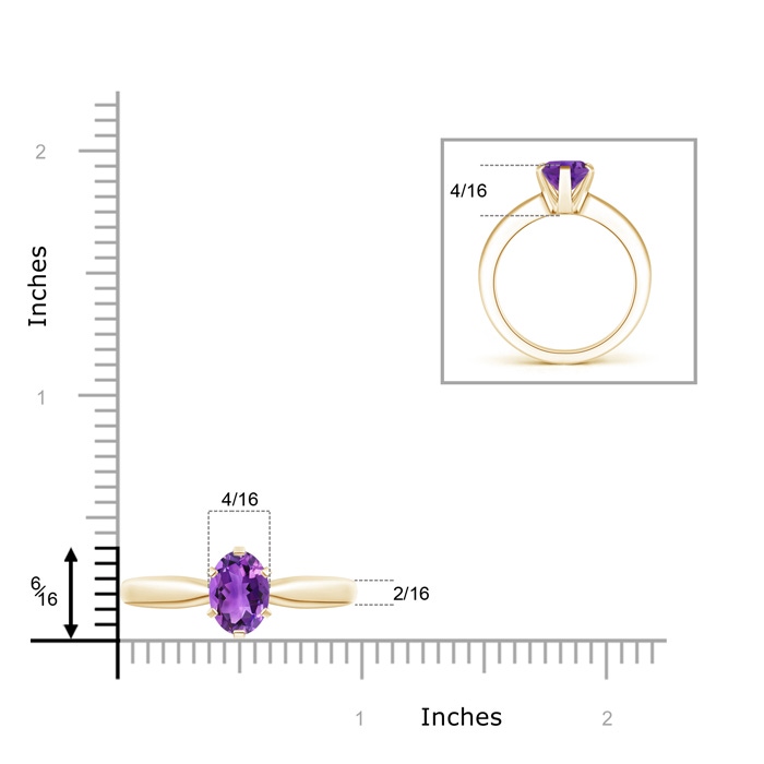9x7mm AAA Tapered Shank Oval Solitaire Amethyst Ring in Yellow Gold product image