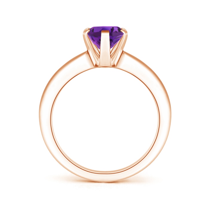 9x7mm AAAA Tapered Shank Oval Solitaire Amethyst Ring in Rose Gold product image