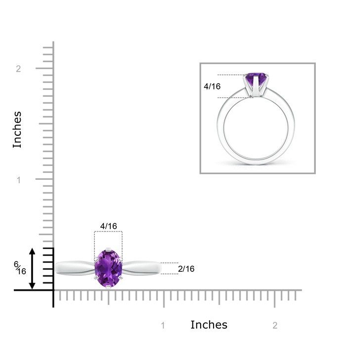9x7mm AAAA Tapered Shank Oval Solitaire Amethyst Ring in White Gold product image