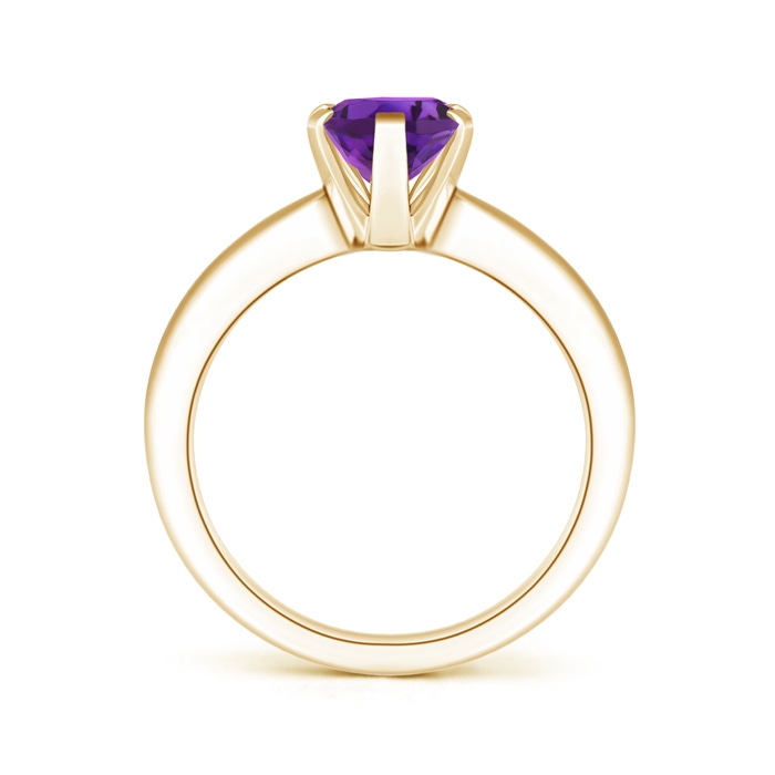 9x7mm AAAA Tapered Shank Oval Solitaire Amethyst Ring in Yellow Gold product image