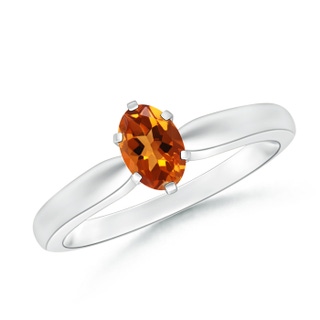 6x4mm AAAA Tapered Shank Oval Solitaire Citrine Ring in White Gold