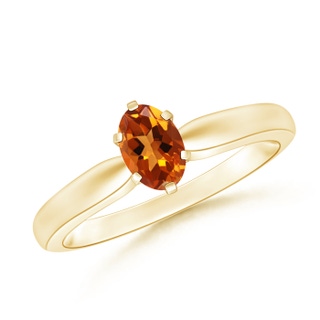 6x4mm AAAA Tapered Shank Oval Solitaire Citrine Ring in Yellow Gold