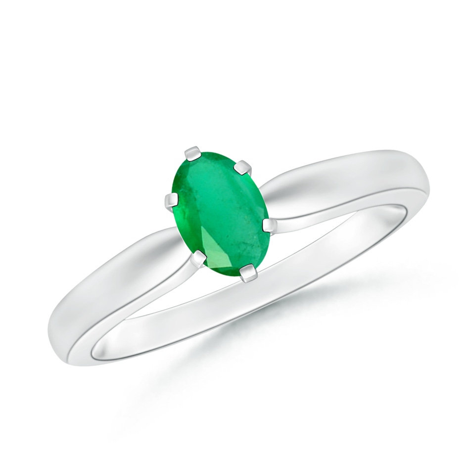 6x4mm A Tapered Shank Oval Solitaire Emerald Ring in P950 Platinum 