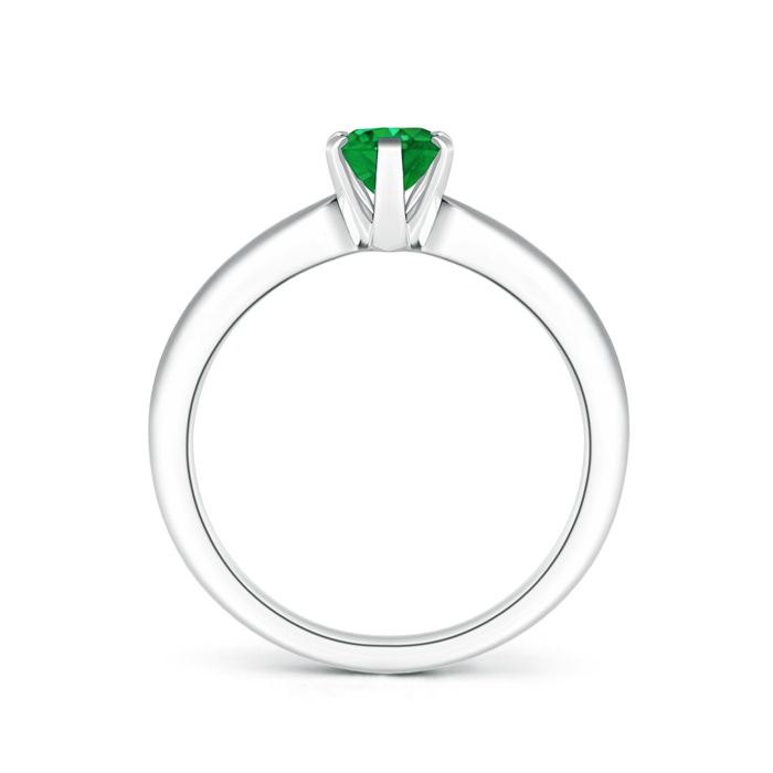 7x5mm AAA Tapered Shank Oval Solitaire Emerald Ring in White Gold side-1