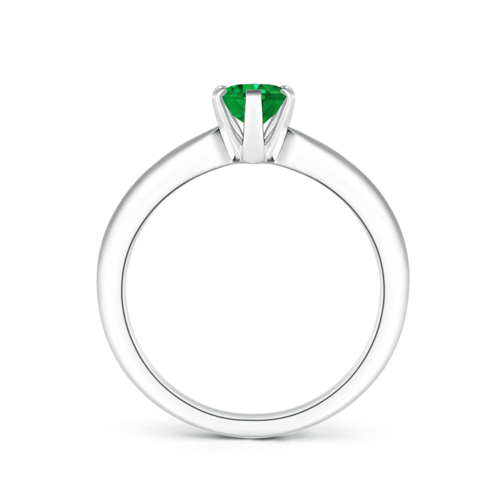 7x5mm AAA Tapered Shank Oval Solitaire Emerald Ring in White Gold - side 199