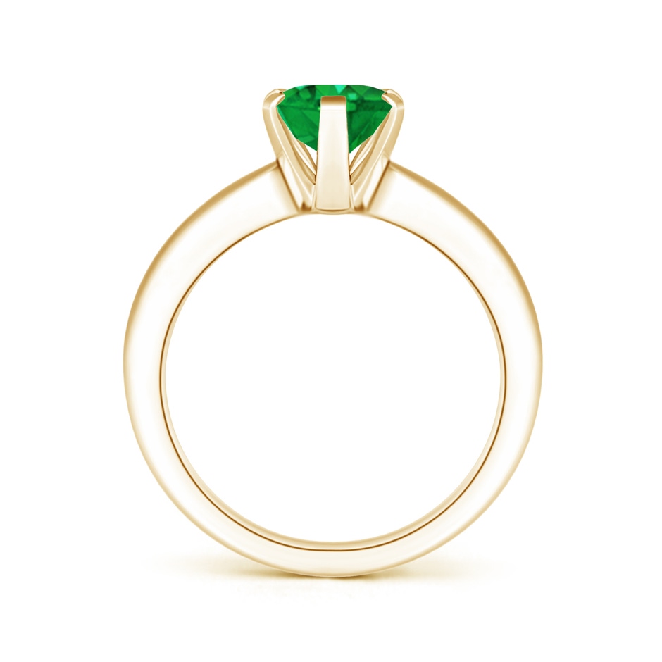 9x7mm AAA Tapered Shank Oval Solitaire Emerald Ring in 18K Yellow Gold side 199