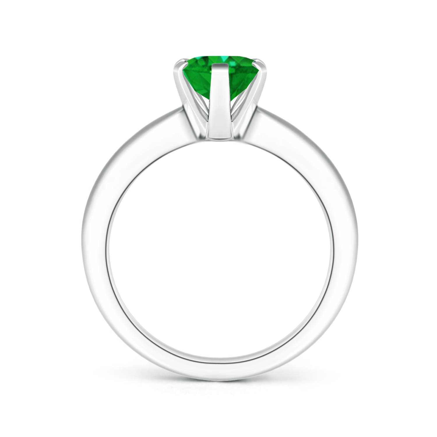9x7mm AAAA Tapered Shank Oval Solitaire Emerald Ring in P950 Platinum