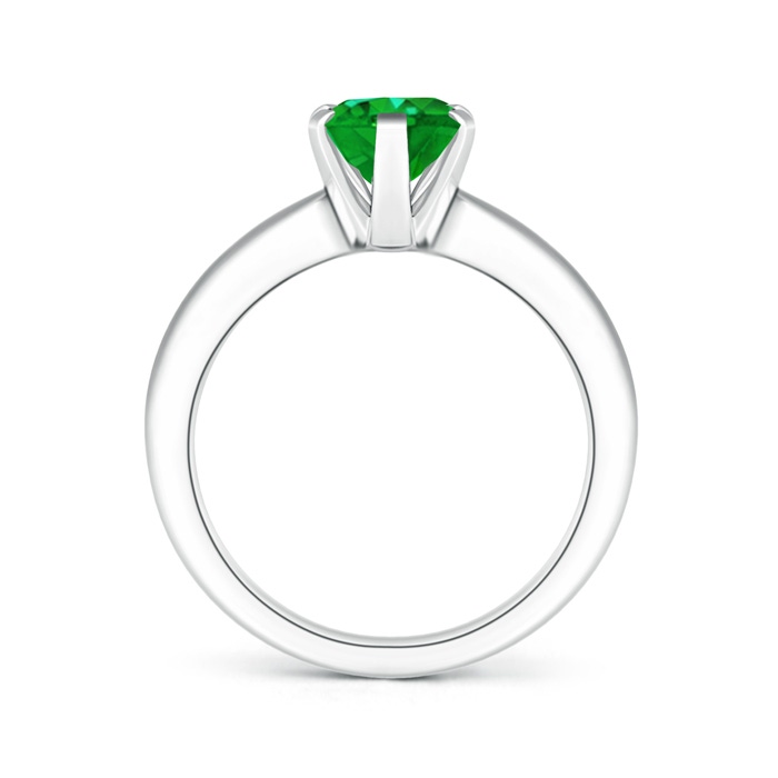 9x7mm AAAA Tapered Shank Oval Solitaire Emerald Ring in White Gold Side-1