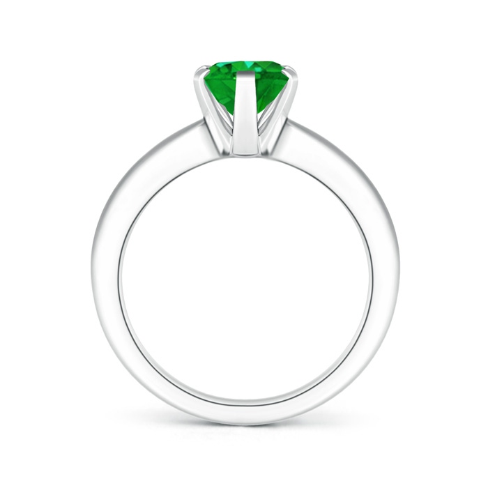 9x7mm Lab-Grown Tapered Shank Oval Solitaire Emerald Ring in White Gold side-1