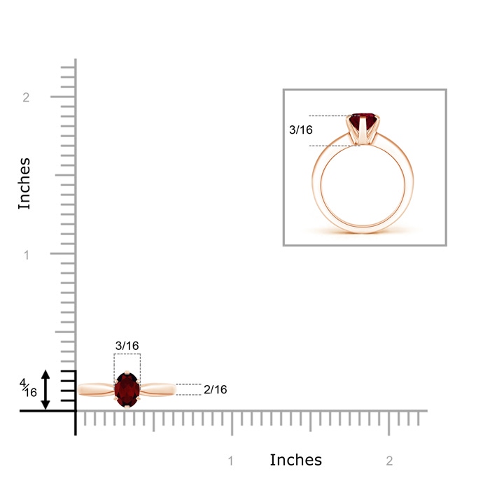 6x4mm A Tapered Shank Oval Solitaire Garnet Ring in 9K Rose Gold product image