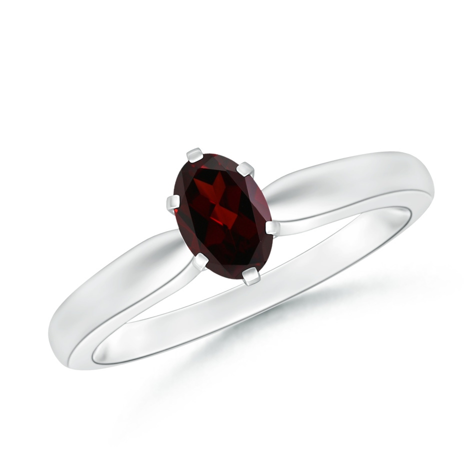 6x4mm A Tapered Shank Oval Solitaire Garnet Ring in P950 Platinum 