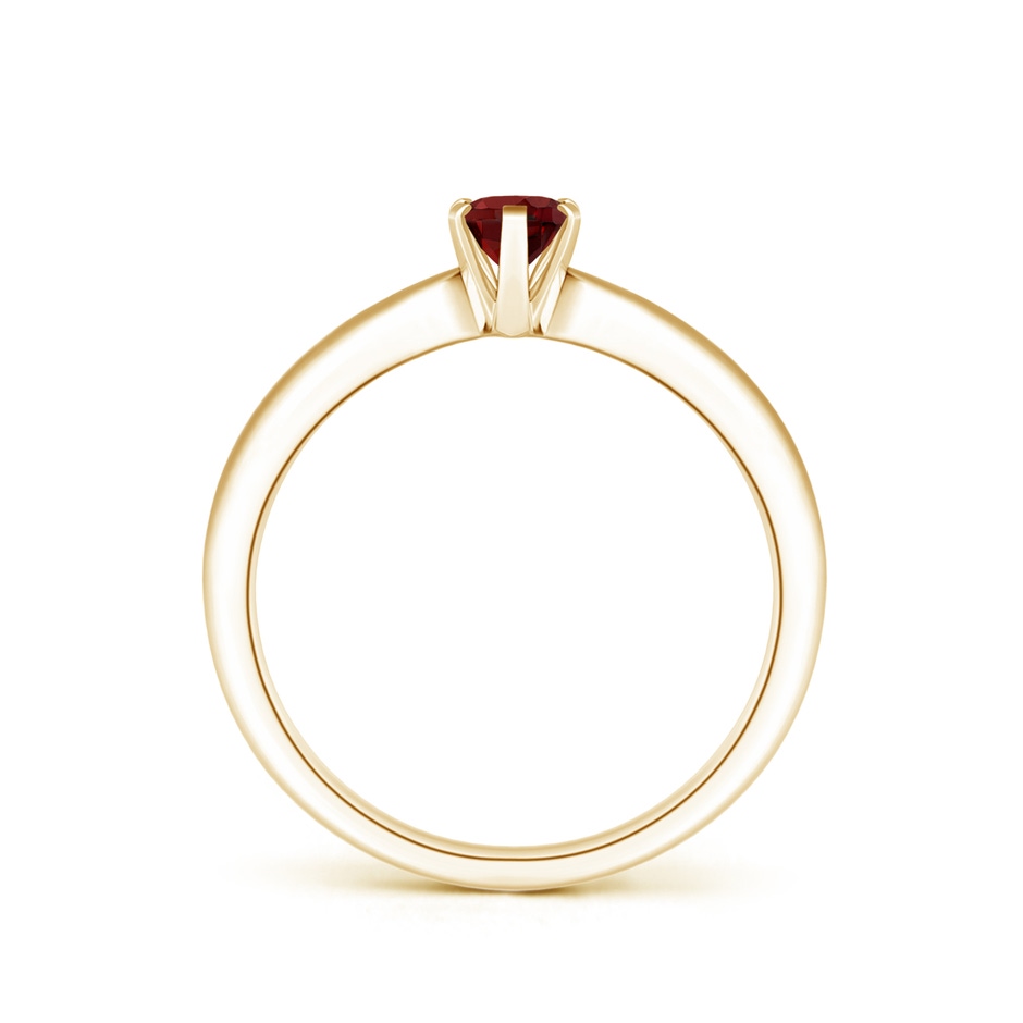6x4mm AAAA Tapered Shank Oval Solitaire Garnet Ring in Yellow Gold side-1