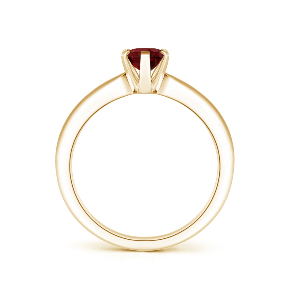 7x5mm AAAA Tapered Shank Oval Solitaire Garnet Ring in Yellow Gold side-1