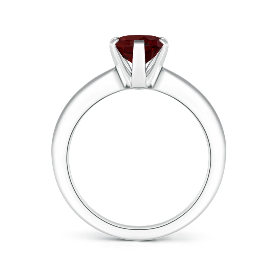 9x7mm AAA Tapered Shank Oval Solitaire Garnet Ring in White Gold side-1