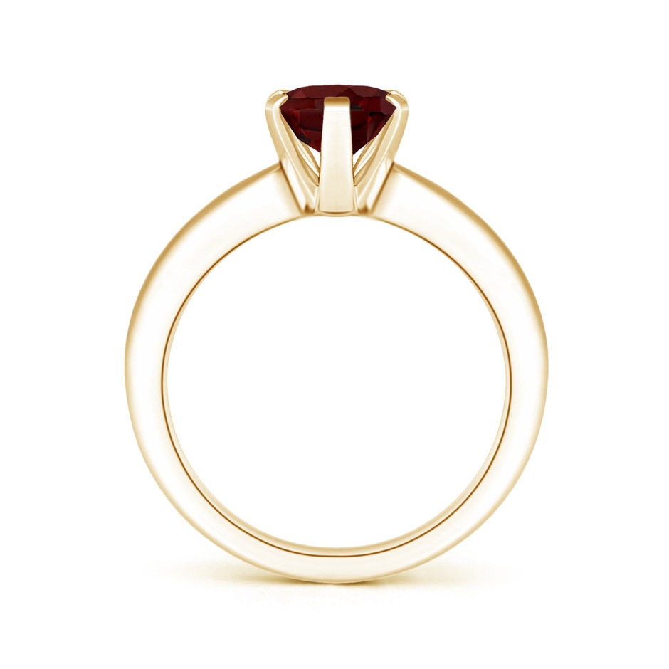 9x7mm AAA Tapered Shank Oval Solitaire Garnet Ring in Yellow Gold side-1
