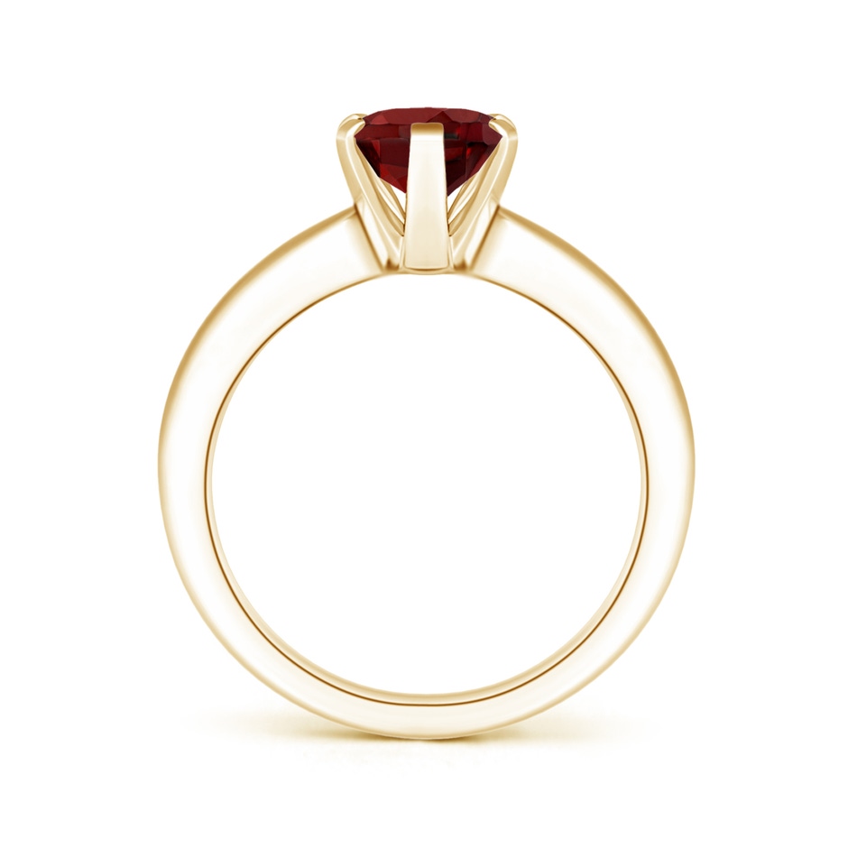 9x7mm AAAA Tapered Shank Oval Solitaire Garnet Ring in Yellow Gold side-1