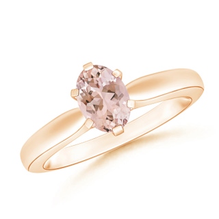 7x5mm AAAA Tapered Shank Oval Solitaire Morganite Ring in Rose Gold