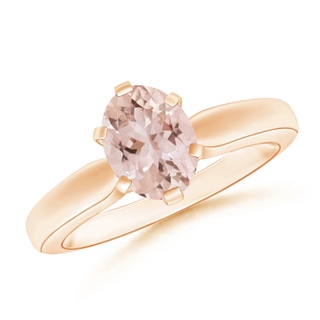 8x6mm AAA Tapered Shank Oval Solitaire Morganite Ring in Rose Gold