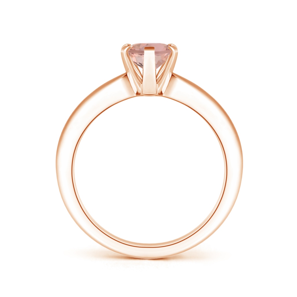 8x6mm AAAA Tapered Shank Oval Solitaire Morganite Ring in Rose Gold - side 199