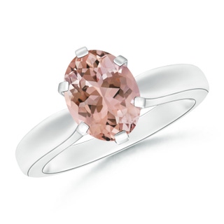 9x7mm AAAA Tapered Shank Oval Solitaire Morganite Ring in P950 Platinum