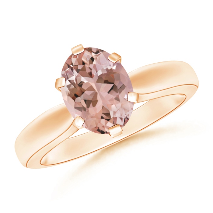 9x7mm AAAA Tapered Shank Oval Solitaire Morganite Ring in Rose Gold