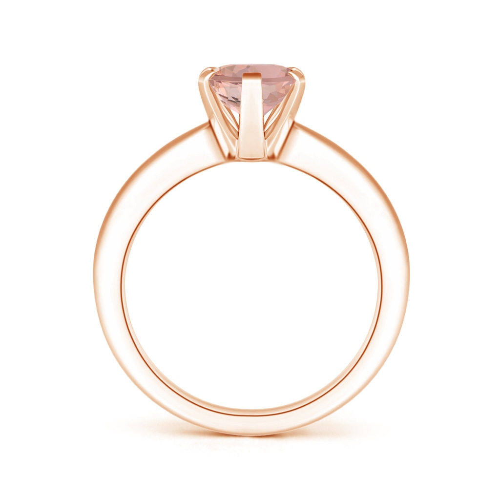 9x7mm AAAA Tapered Shank Oval Solitaire Morganite Ring in Rose Gold - side 199