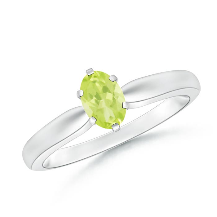 A - Peridot / 0.48 CT / 14 KT White Gold