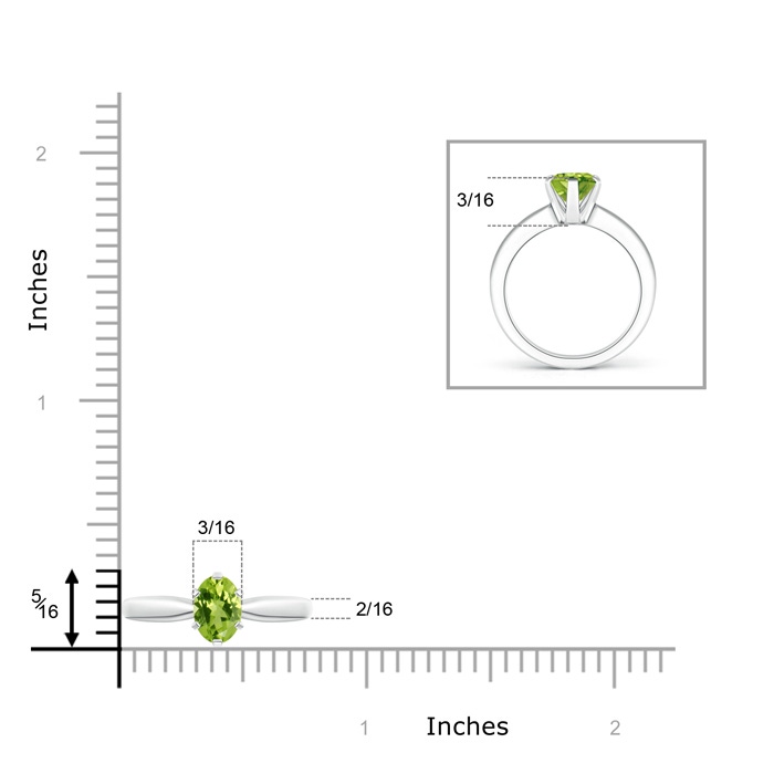 7x5mm AAA Tapered Shank Oval Solitaire Peridot Ring in White Gold product image