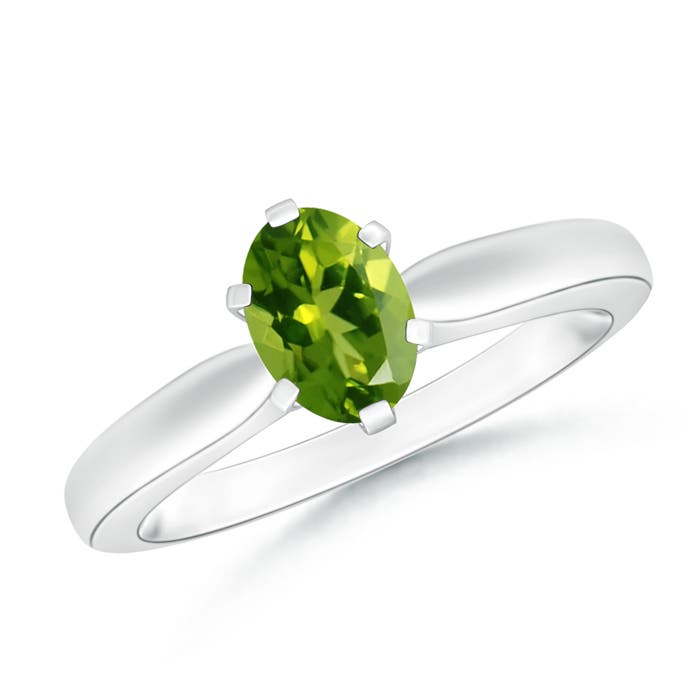 AAAA - Peridot / 0.85 CT / 14 KT White Gold