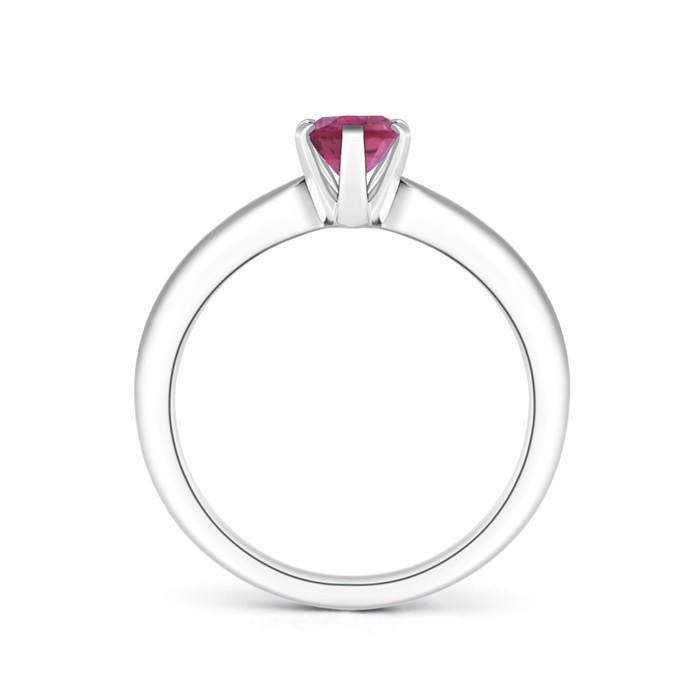 7x5mm AAA Tapered Shank Oval Solitaire Pink Tourmaline Ring in White Gold Product Image