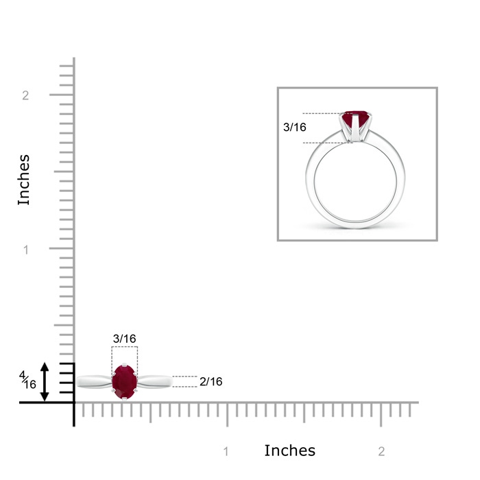 6x4mm A Tapered Shank Oval Solitaire Ruby Ring in White Gold product image