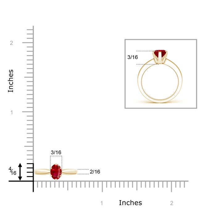 6x4mm AAA Tapered Shank Oval Solitaire Ruby Ring in Yellow Gold product image
