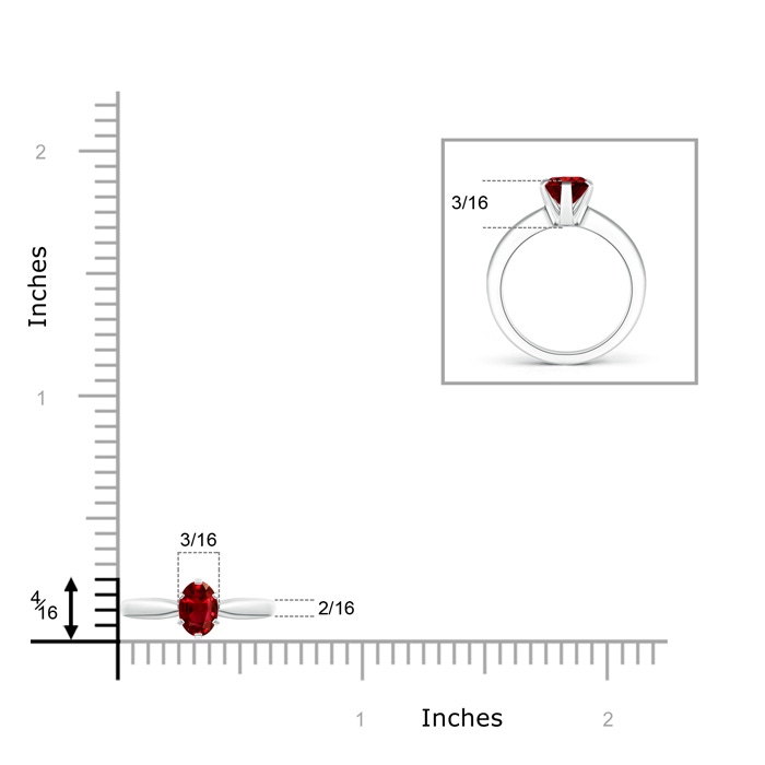 6x4mm AAAA Tapered Shank Oval Solitaire Ruby Ring in P950 Platinum Product Image