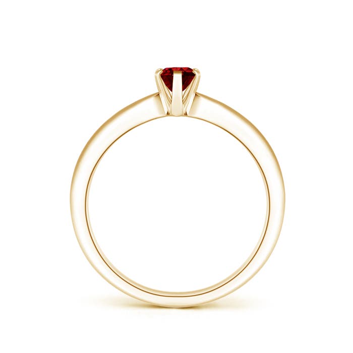6x4mm AAAA Tapered Shank Oval Solitaire Ruby Ring in Yellow Gold - side 1