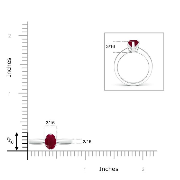 7x5mm A Tapered Shank Oval Solitaire Ruby Ring in P950 Platinum product image